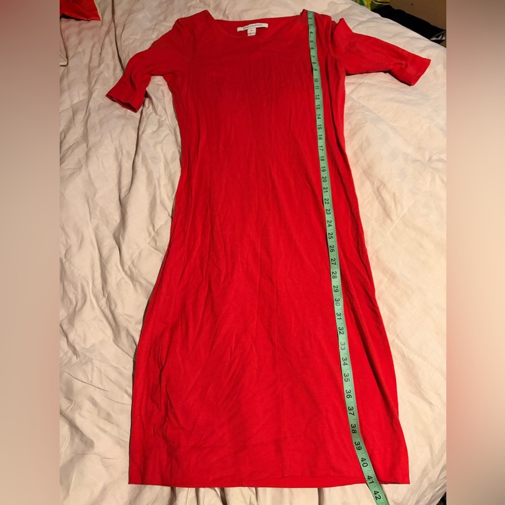 Diane Von Furstenberg Bright Red Elbow-Sleeve Midi Jersey Dress Meeson - Picture 4 of 9